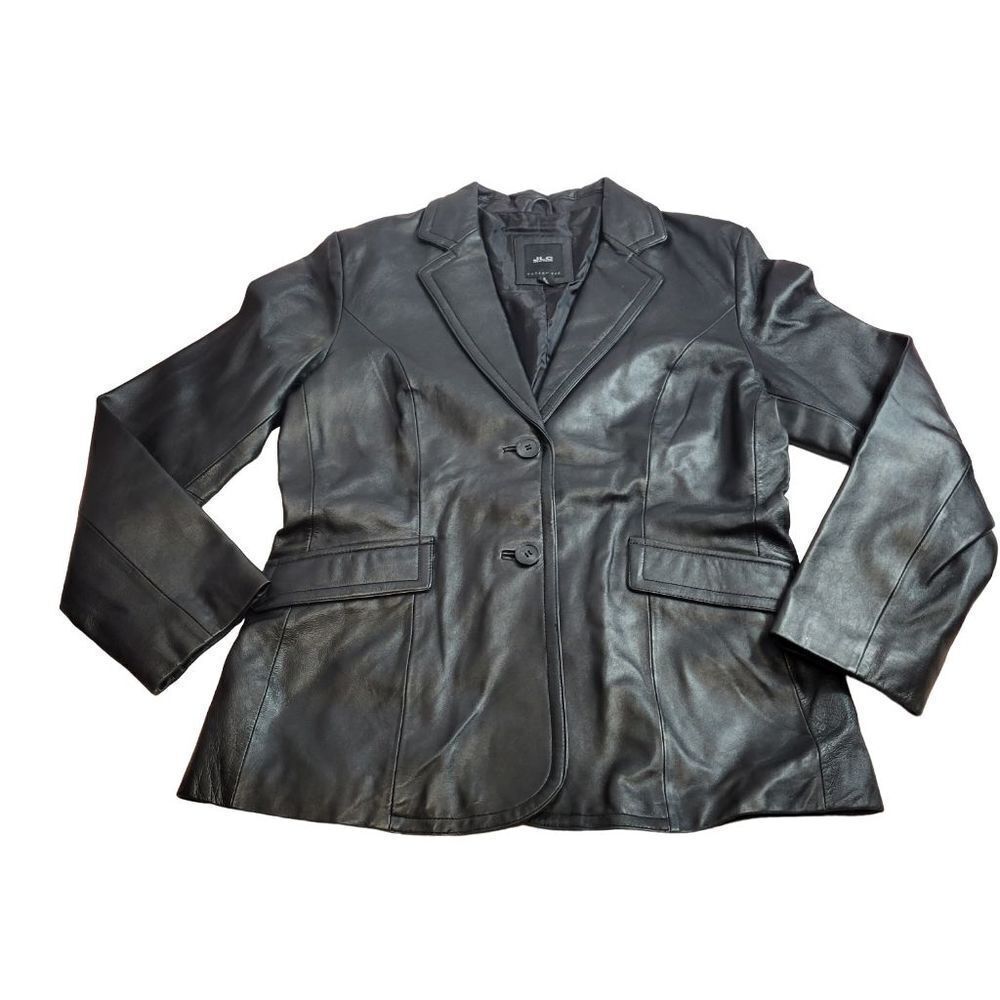 JLC New York leather jacket, button down M